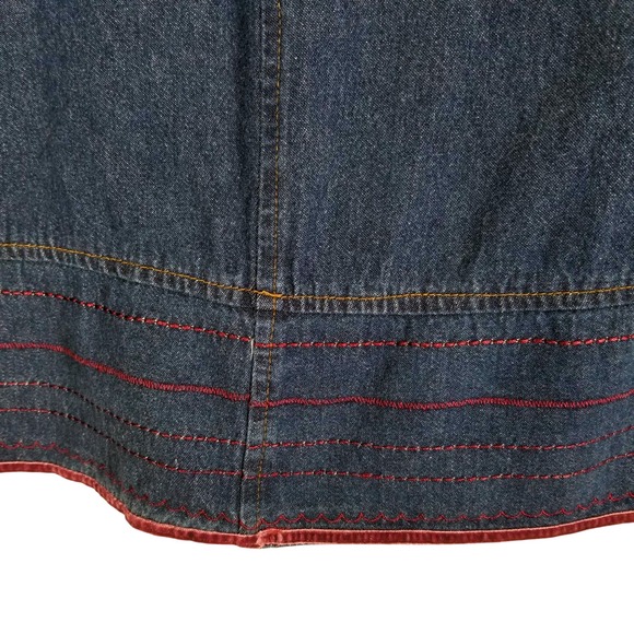 Basic Editions Women's Denim Maxi Skirt Embroidered Flowers Dark Wash Size 12 - Picture 6 of 16